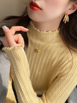 Women’s Semi - Turtleneck Solid Color Knit Sweater | Long Sleeve Casual Pullover – Autumn 2025 - Negative Apparel