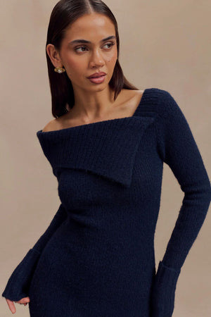 Women's sexy off - shoulder one - shoulder long - sleeved knitted dress - Negative Apparel