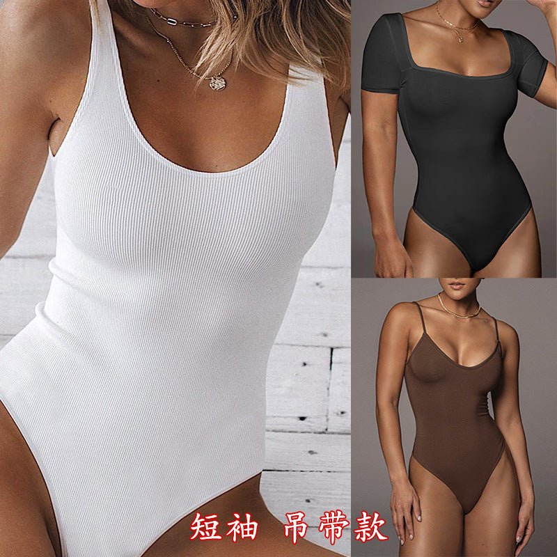 Women’s Sexy Slim Fit Jumpsuit with Buttons – Mid - Waist Three - Quarter Pants FD - Negative Apparel