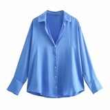 Women's Silk Satin Shirt - 20 Colors - Negative Apparel