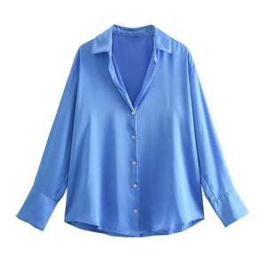 Women's Silk Satin Shirt - 20 Colors - Negative Apparel