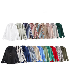 Women's Silk Satin Shirt - 20 Colors - Negative Apparel