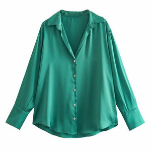 Women's Silk Satin Shirt - 20 Colors - Negative Apparel