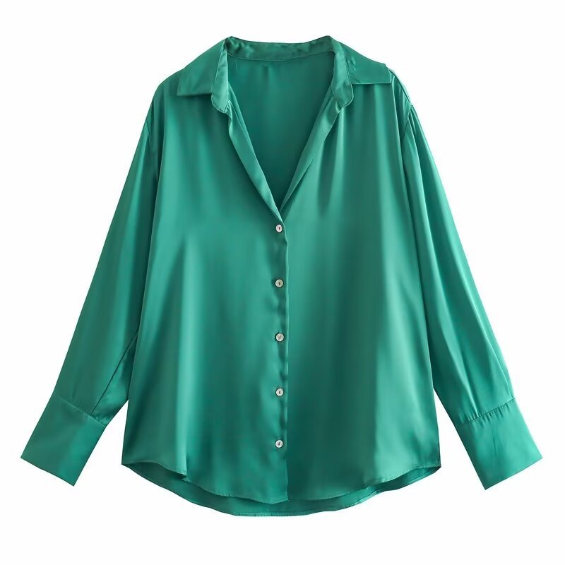 Women's Silk Satin Shirt - 20 Colors - Negative Apparel