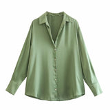 Women's Silk Satin Shirt - 20 Colors - Negative Apparel