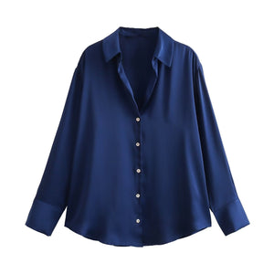 Women's Silk Satin Shirt - 20 Colors - Negative Apparel