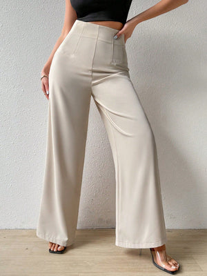 Women's Simple Casual Elegant Resort & Commute Abstract Print High Waist Wide Leg Pants Baggy Women Pants - Negative Apparel