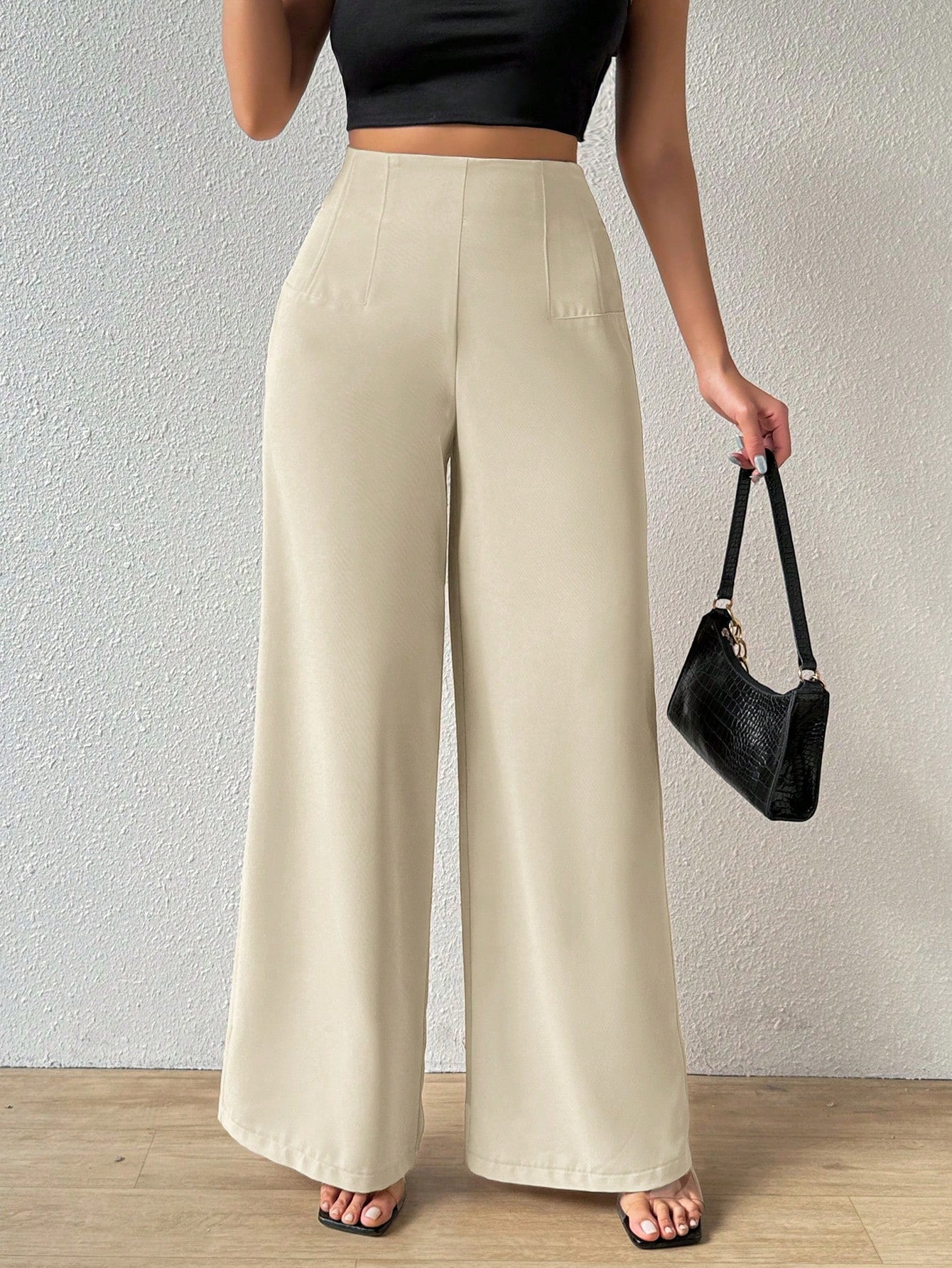 Women's Simple Casual Elegant Resort & Commute Abstract Print High Waist Wide Leg Pants Baggy Women Pants - Negative Apparel