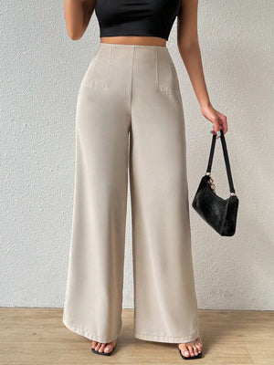 Women's Simple Casual Elegant Resort & Commute Abstract Print High Waist Wide Leg Pants Baggy Women Pants - Negative Apparel