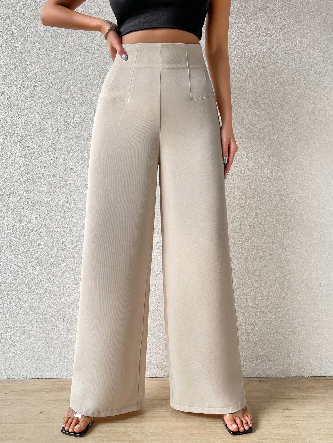 Women's Simple Casual Elegant Resort & Commute Abstract Print High Waist Wide Leg Pants Baggy Women Pants - Negative Apparel