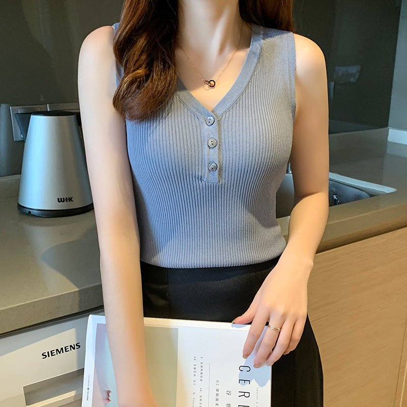 Women’s Slim - Fit Knitted Top – Elegant Viscose Commuter Essential - Negative Apparel