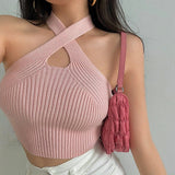 Women’s Slim Fit Neck Hanging Top – High Elastic Ice Silk Crop Top | Sexy Style (Summer 2025) - Negative Apparel