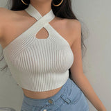 Women’s Slim Fit Neck Hanging Top – High Elastic Ice Silk Crop Top | Sexy Style (Summer 2025) - Negative Apparel