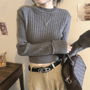 Women’s Slim Fit Solid Color Viscose Knit Sweater | Long Sleeve Pullover – Autumn 2025 - Negative Apparel