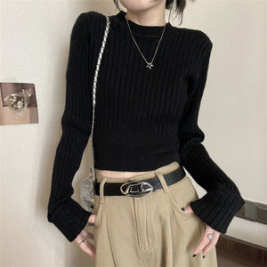 Women’s Slim Fit Solid Color Viscose Knit Sweater | Long Sleeve Pullover – Autumn 2025 - Negative Apparel
