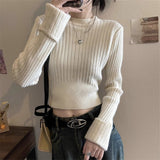 Women’s Slim Fit Solid Color Viscose Knit Sweater | Long Sleeve Pullover – Autumn 2025 - Negative Apparel