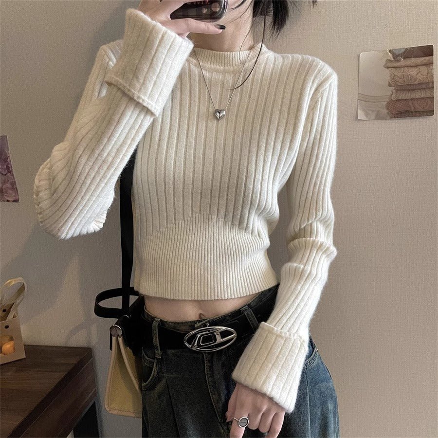 Women’s Slim Fit Solid Color Viscose Knit Sweater | Long Sleeve Pullover – Autumn 2025 - Negative Apparel