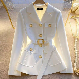 Women’s Slim Fit Suit Collar Jacket – Elegant Single - Breasted Blazer Coat | Urban Commuter Style - Negative Apparel