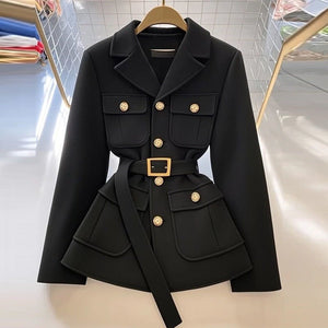 Women’s Slim Fit Suit Collar Jacket – Elegant Single - Breasted Blazer Coat | Urban Commuter Style - Negative Apparel