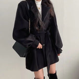 Women’s Slim Fit Wool Jacket – Lapel Bow Detail, Medium Thickness Commuter Style, Winter 2025 Collection - Negative Apparel