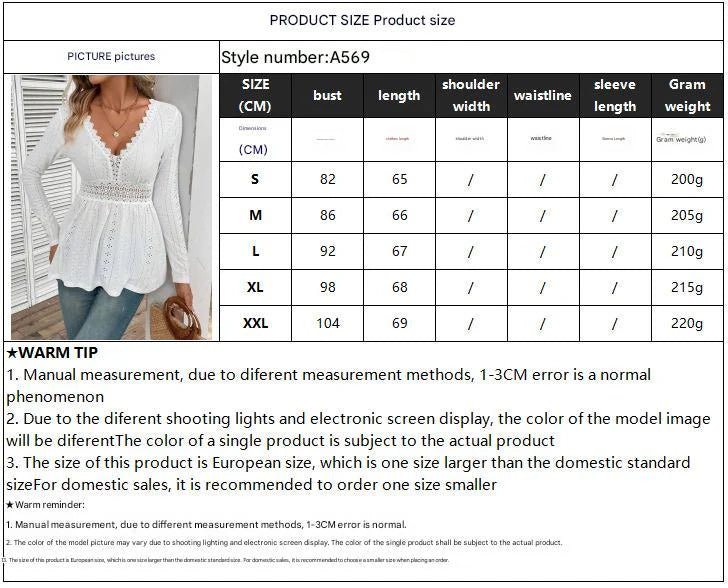 Women's slim - fitting V - neck splicing lace long - sleeved T-shirt top women's clothing - Negative Apparel