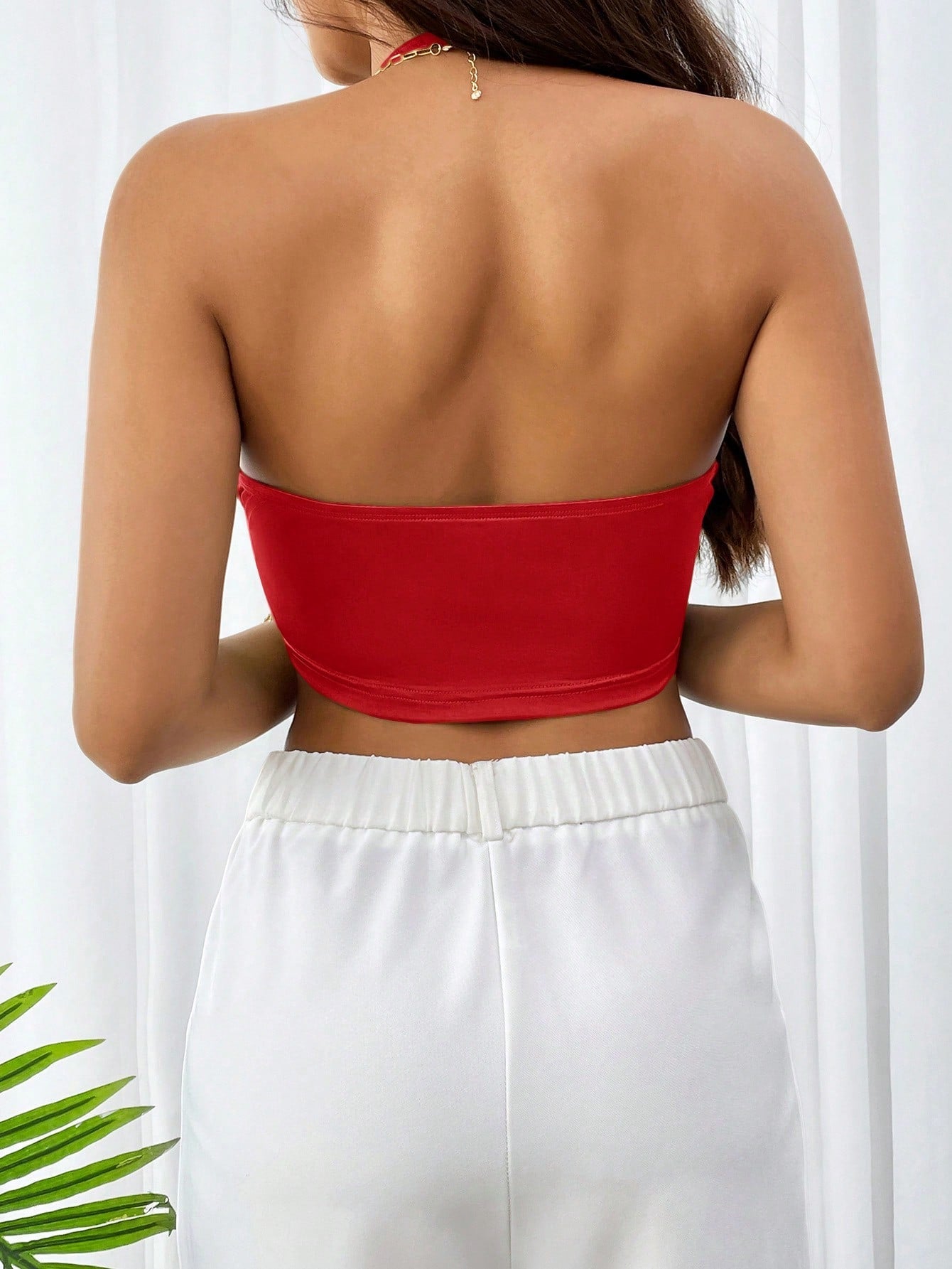 Women's Solid Color Halter Neck Minimalist Vest, Casual Everyday Wear - Negative Apparel