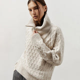 Women’s Solid Color High - Neck Knit Sweater | Chain Flower Pullover | Loose Korean Style | Autumn 2025 - Negative Apparel