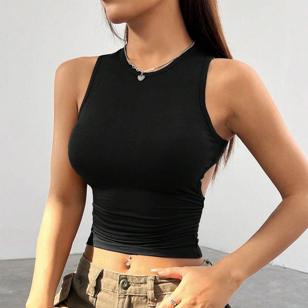 Women’s Solid Color Hollow - Out Sleeveless Top – Spring 2025 - Negative Apparel
