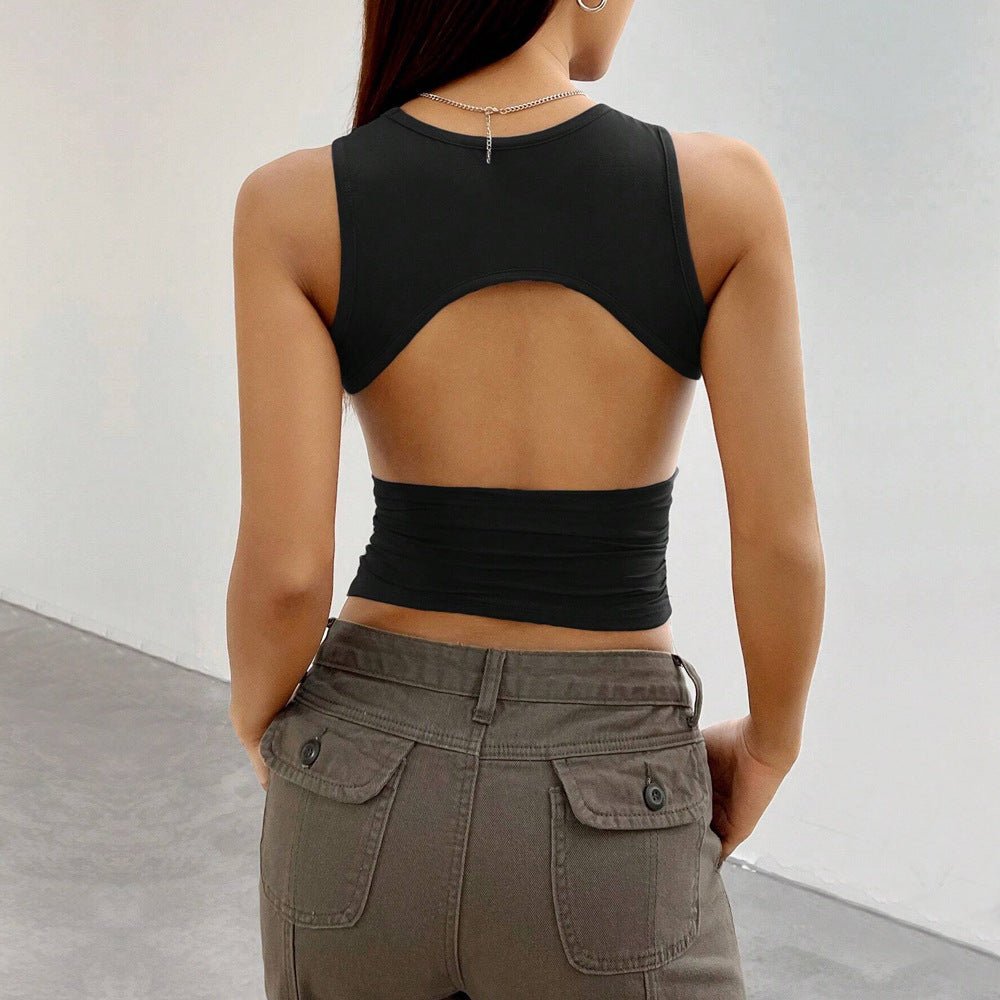 Women’s Solid Color Hollow - Out Sleeveless Top – Spring 2025 - Negative Apparel