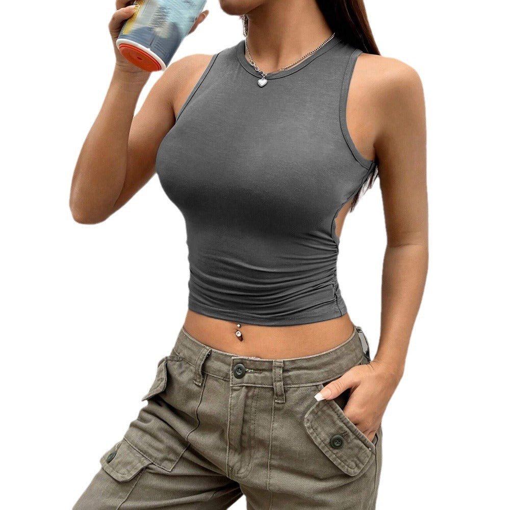 Women’s Solid Color Hollow - Out Sleeveless Top – Spring 2025 - Negative Apparel