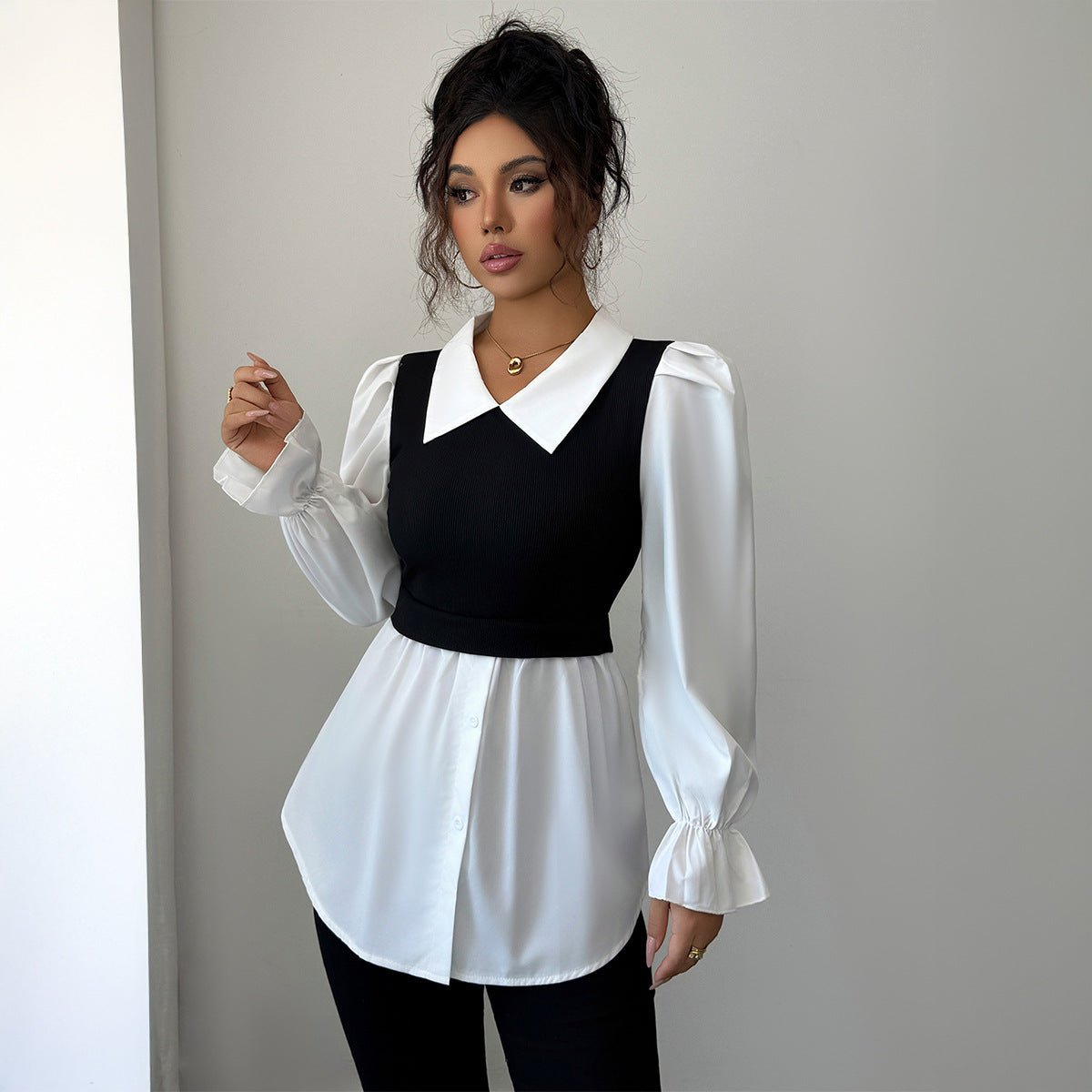 Women’s Solid Color Knitted Polo Shirt | Slim Fit Long Sleeve Cardigan – Winters 2025 - Negative Apparel