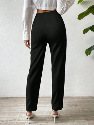 Women's Solid Color Pleated Pants Suitable For Spring And Summer - Negative Apparel