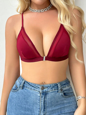 Women's Solid Color Sexy Front Closure Deep V Bra - Negative Apparel