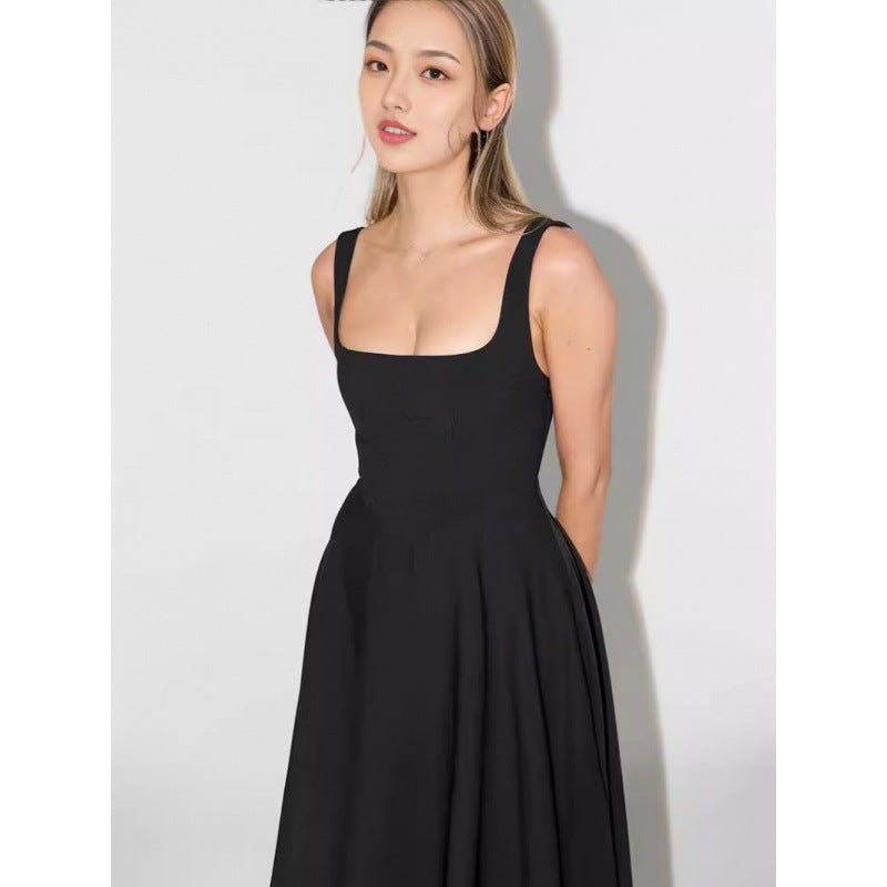 Women’s Solid Color Sleeveless Long A - Line Dress – High - Waist Halter Summer Dress in Multiple Colors | Elegant Temperament Commuter Style - Negative Apparel
