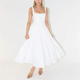 Women’s Solid Color Sleeveless Long A - Line Dress – High - Waist Halter Summer Dress in Multiple Colors | Elegant Temperament Commuter Style - Negative Apparel