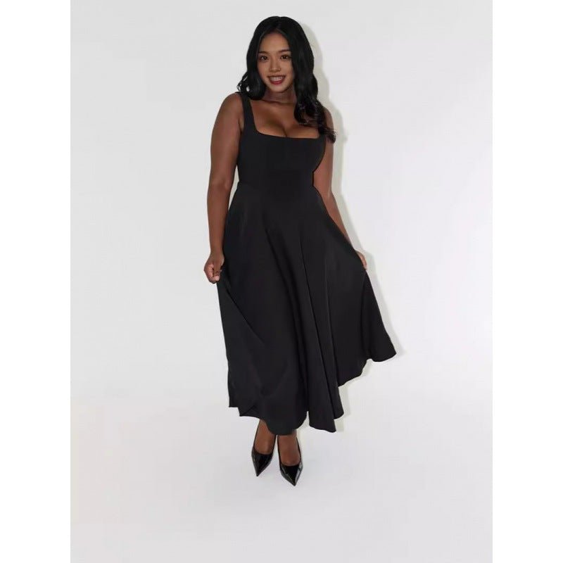 Women’s Solid Color Sleeveless Long A - Line Dress – High - Waist Halter Summer Dress in Multiple Colors | Elegant Temperament Commuter Style - Negative Apparel