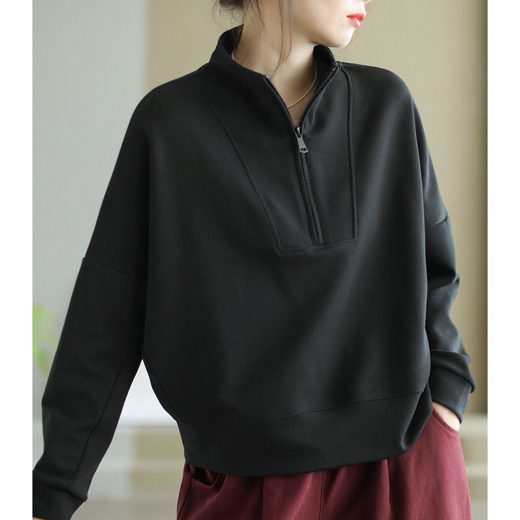 Women’s Solid Color Stand Collar Sweater – Japanese & Korean Slim Fit Pullover | Autumn 2025 Casual Knitwear - Negative Apparel