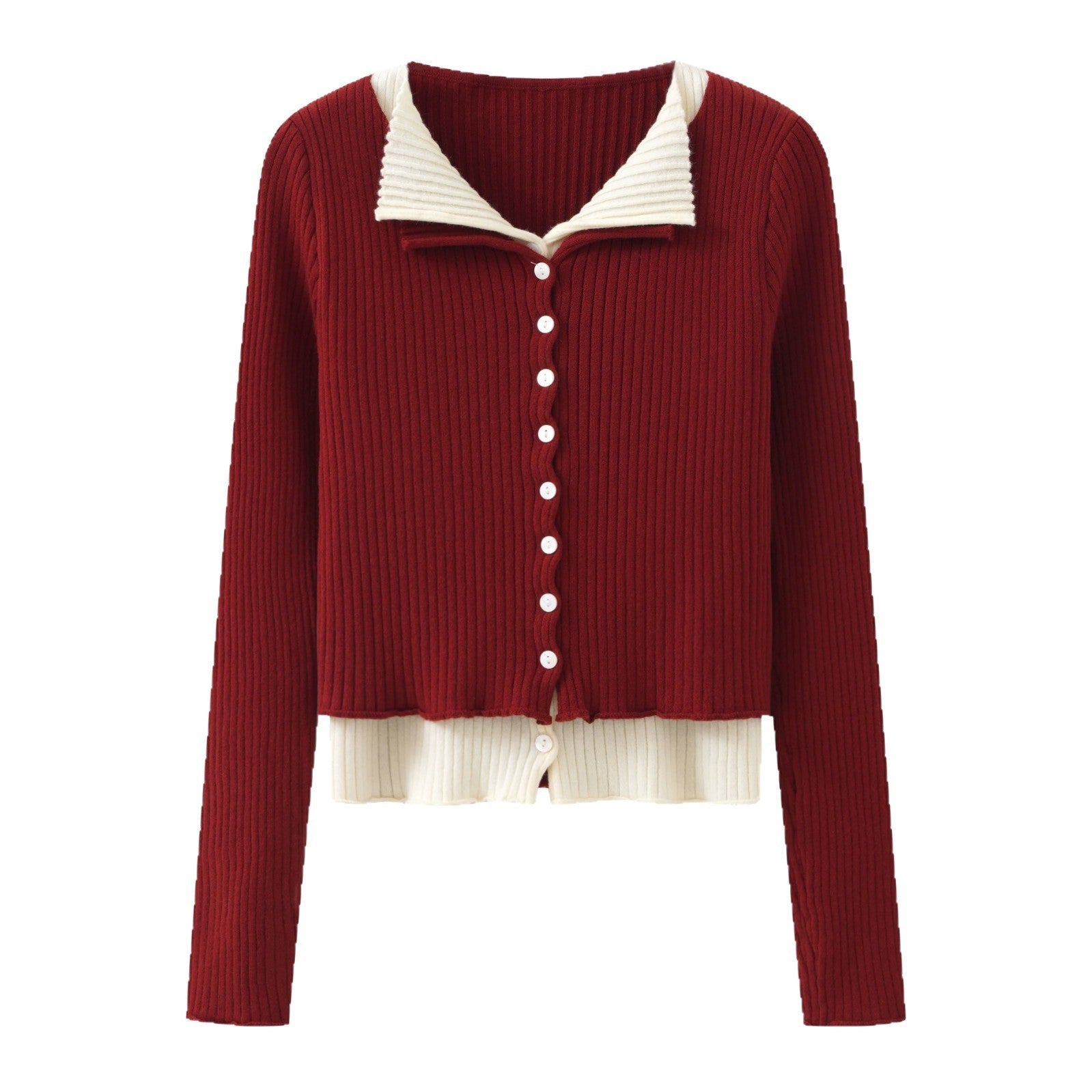 Women’s Solid Color V - Neck Cardigan – Autumn Commuter Knit Sweater - Negative Apparel