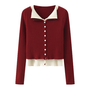 Women’s Solid Color V - Neck Cardigan – Autumn Commuter Knit Sweater - Negative Apparel