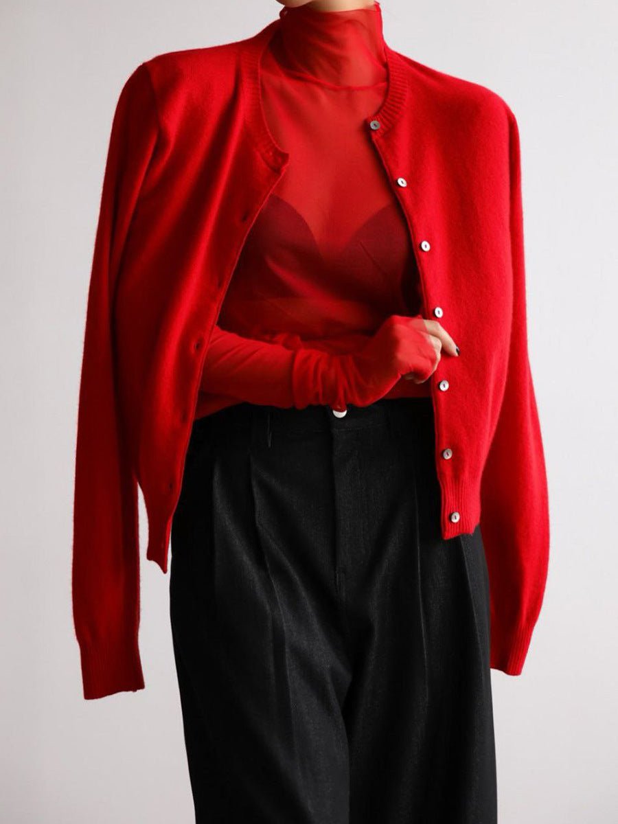 Women’s Solid Color Vest & Cardigan Set | 2 - Piece Knit Outfit | Autumn 2025 - Negative Apparel