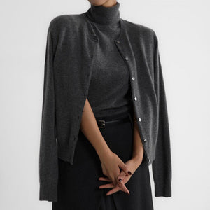 Women’s Solid Color Vest & Cardigan Set | 2 - Piece Knit Outfit | Autumn 2025 - Negative Apparel