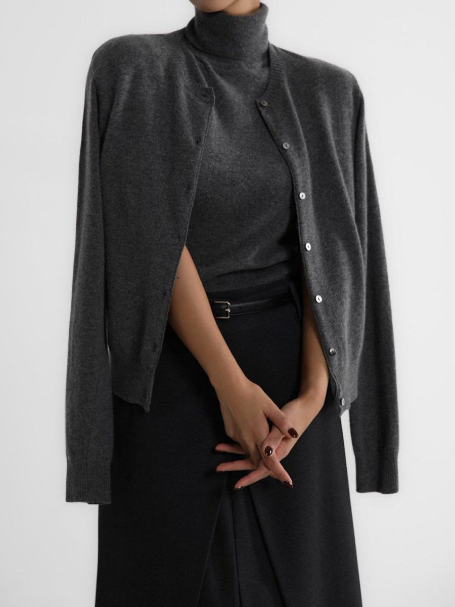 Women’s Solid Color Vest & Cardigan Set | 2 - Piece Knit Outfit | Autumn 2025 - Negative Apparel