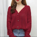 Women’s Striped V - Neck Cardigan – Japanese & Korean Casual Style - Negative Apparel