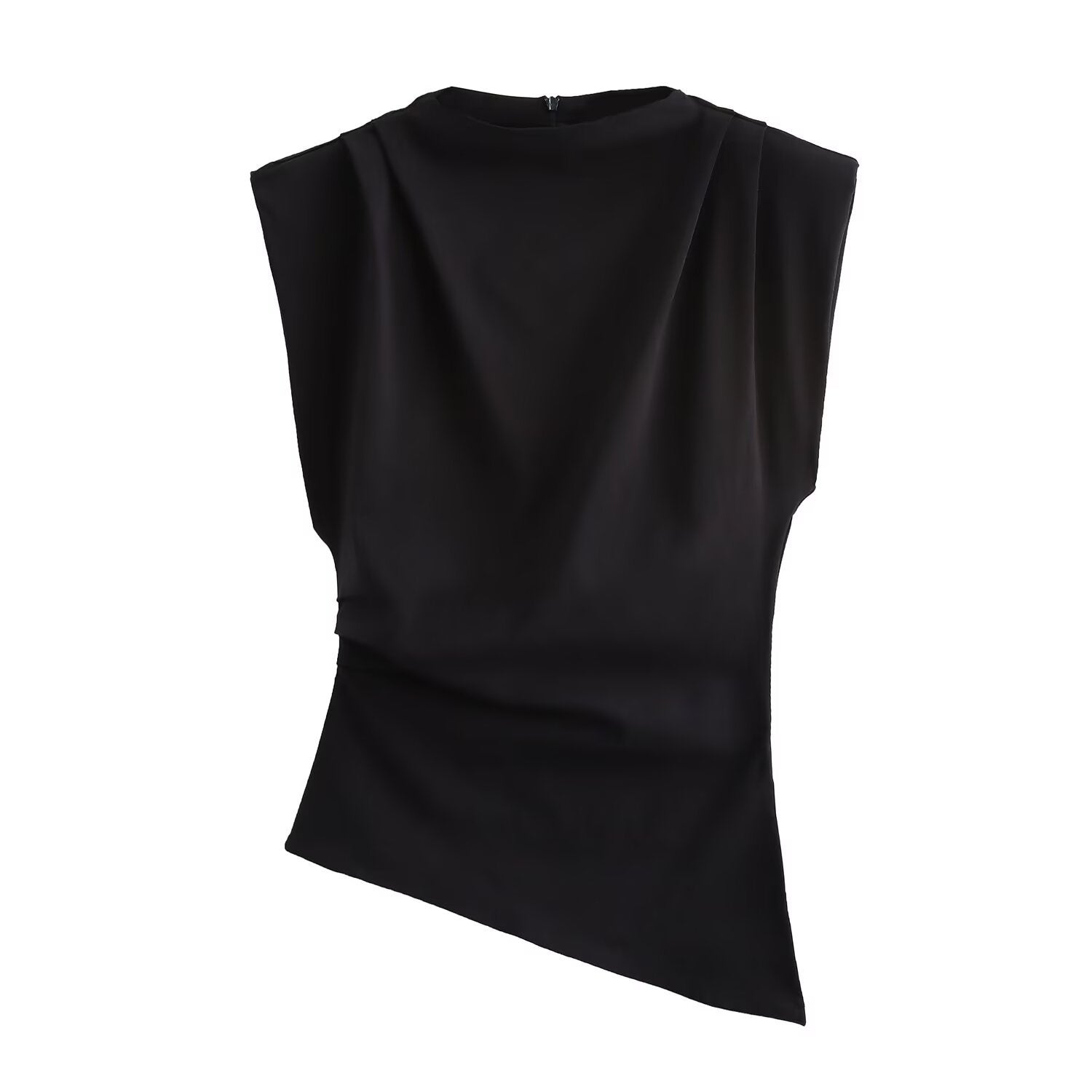 Women's Structured Shoulder Pleated Top - Negative Apparel