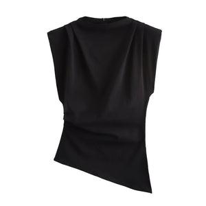 Women's Structured Shoulder Pleated Top - Negative Apparel
