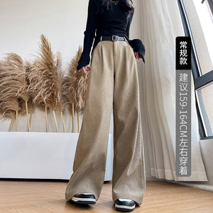 Women's suit pants slim straight casual pants high waist drape wide leg pants - Negative Apparel