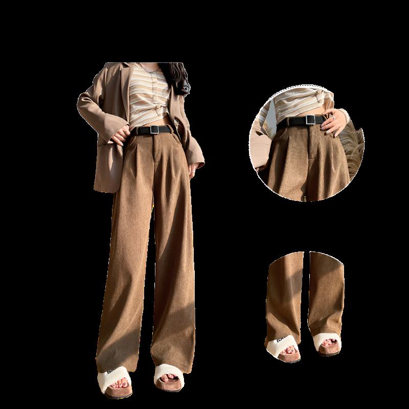 Women's suit pants slim straight casual pants high waist drape wide leg pants - Negative Apparel