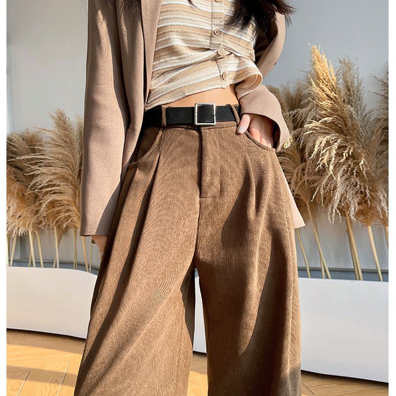 Women's suit pants slim straight casual pants high waist drape wide leg pants - Negative Apparel