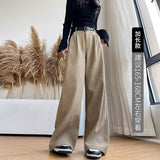 Women's suit pants slim straight casual pants high waist drape wide leg pants - Negative Apparel