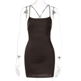 Women's summer new nightclub dress satin one - shoulder sexy backpack bodycon dress - Negative Apparel